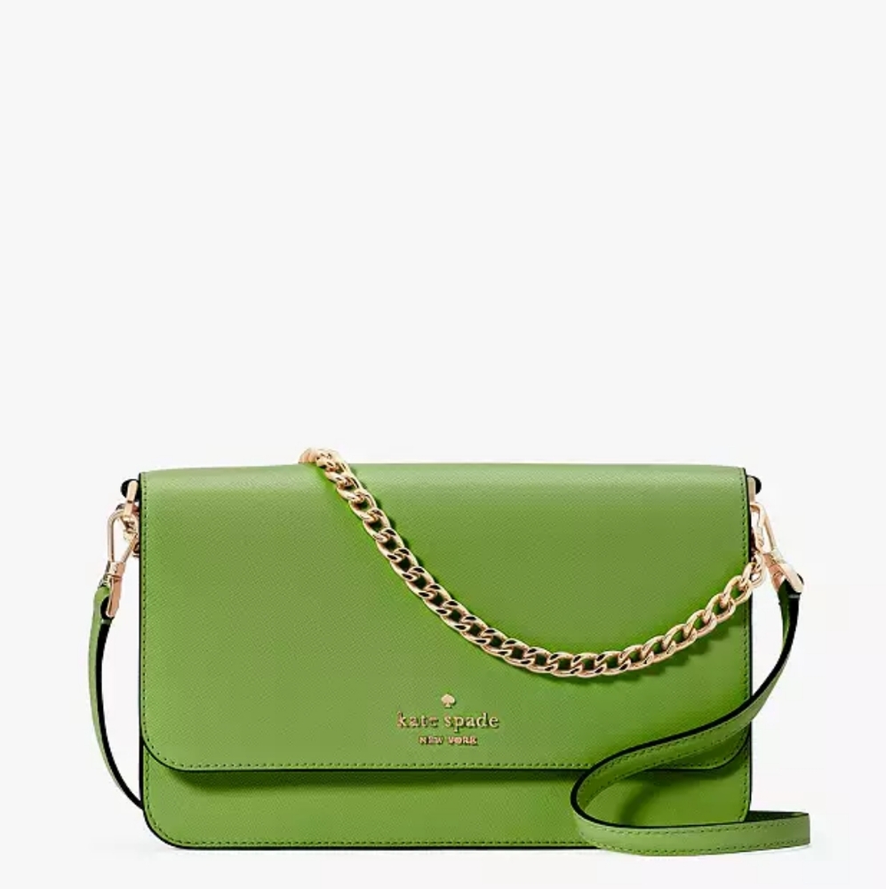 Kate Spade Madison Willow Medium Flap Convertible Crossbody Purse Turtle Green